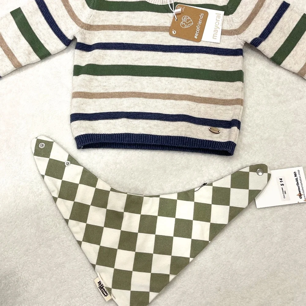 Bohemian Babies Checkered Bib NWT